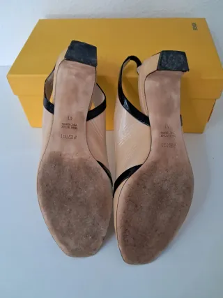 Zapatos Fendi Tacón Alto Talla 41 Beige/Negro