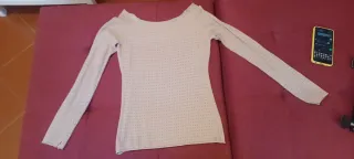 Maglia morbida traforata beige