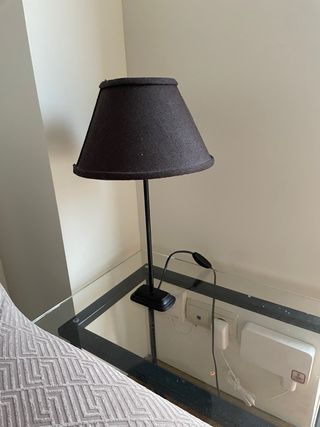 Lámpara de mesilla tela azul marino