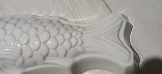 Vassoio Ceramica Bianco a Forma di Pesce