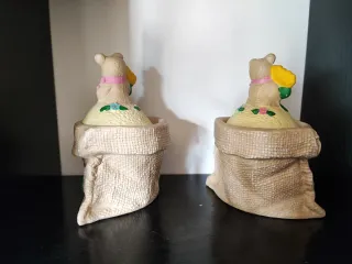 2 Tarros Cerámica Ositos con Girasoles