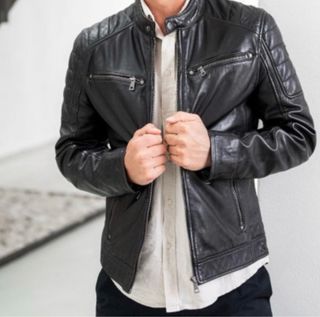 Chaqueta de cuero negra para hombre