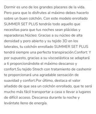 Colchón viscoelástico 150x190