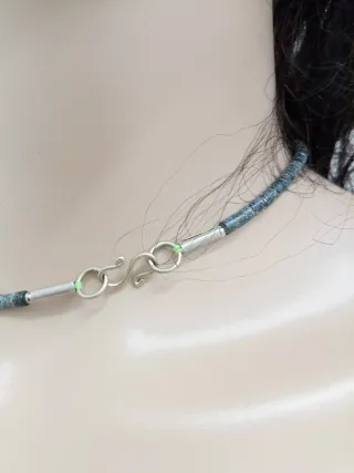 Collana giada verde e argento