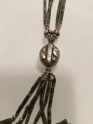 Collana giada verde e argento