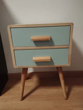 Mesita de noche madera 2 cajones