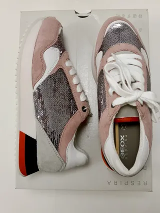 Zapatillas Geox Mujer Talla 35 Rosa y Plata