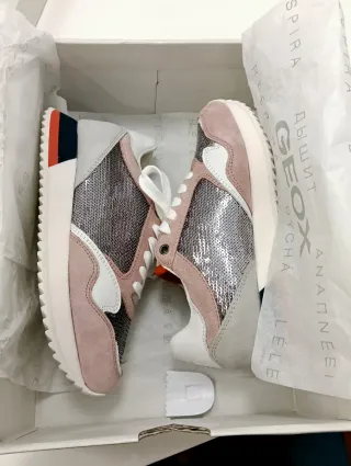 Zapatillas Geox Mujer Talla 35 Rosa y Plata