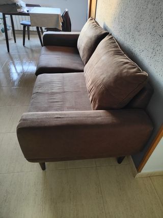 Sofá de Piel Sintética Marrón