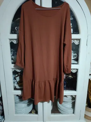 Vestido marrón manga larga talla M