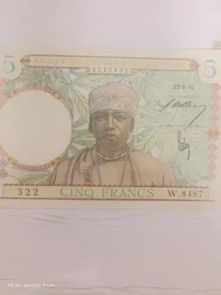Billete 5 Francos África Occidental Francesa