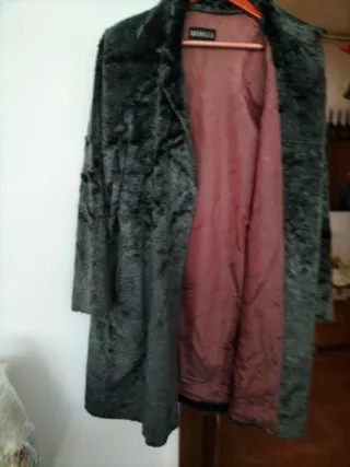 Abrigo Piel Sintética Imitación Astracán Gris