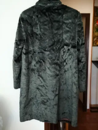 Abrigo Piel Sintética Imitación Astracán Gris