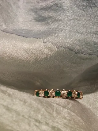 Conjunto Anillo y Pendientes de oro y gemas