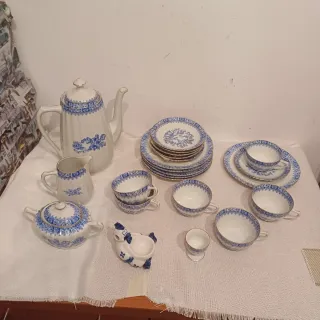 Servicio de café vintage porcelana azul