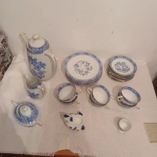 Servicio de café vintage porcelana azul