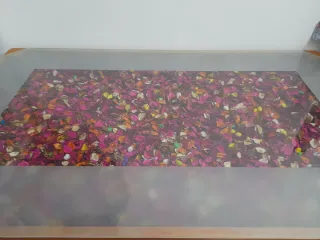 Mesa de centro de cristal y madera