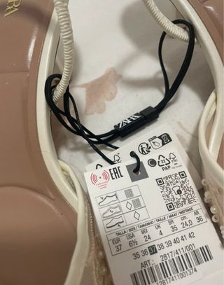 Zapatos Zara Talla 37 Tacón Encaje Blanco