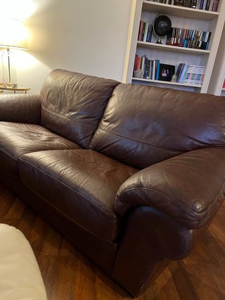 Sofá de piel marrón