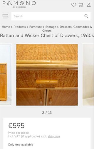 Aparador bambú y ratán 70s