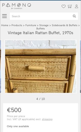 Aparador bambú y ratán 70s