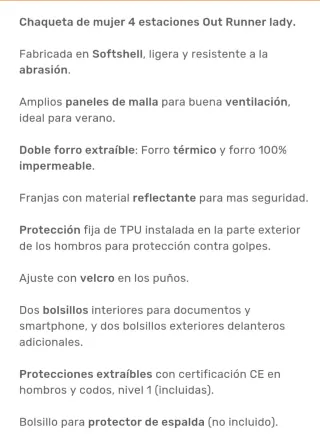 Vendo o cambio Chaqueta Moto Mujer 4 Estaciones L