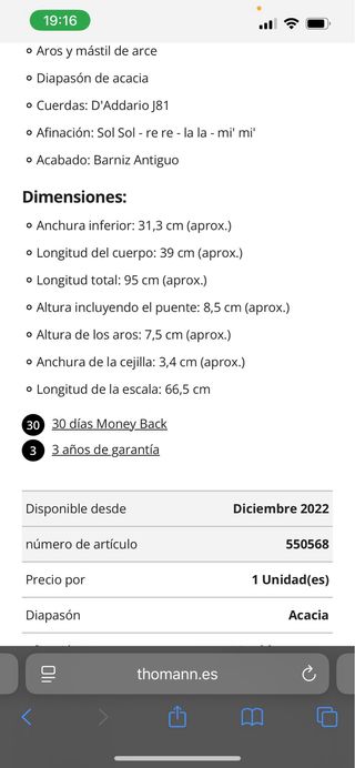 Bouzouki Irlandés Thomann M1089A-P