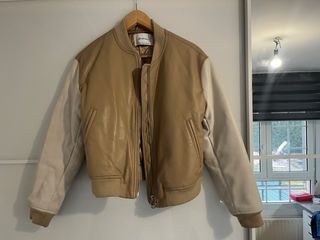 Chaqueta Bomber Marrón y Blanca