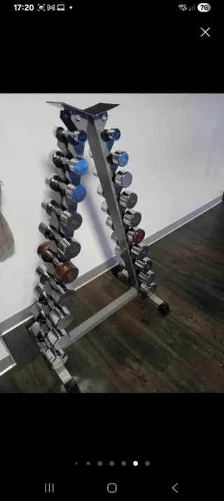 Mancuernero con 10 pares de mancuernas (1–10 kg)