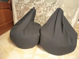 Puff tipo pera de tela negro