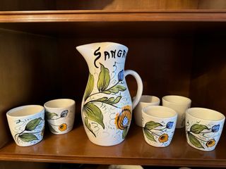Juego Jarra y Vasos Sangría Cerámica