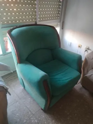 Sofá y 2 sillones de terciopelo verde