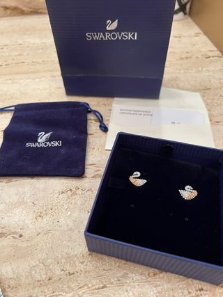 Pendientes Cisne Swarovski Oro y Plata
