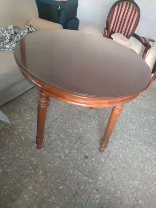 Mesa de centro vintage madera y cristal