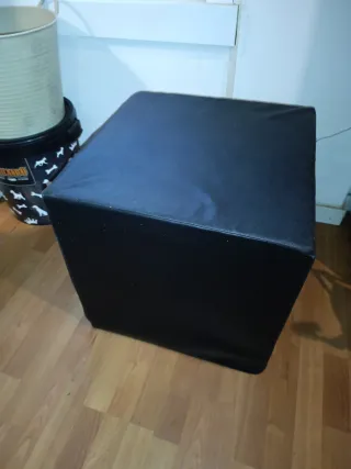 Puf piel sintética negro