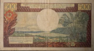 Billete 500 Francos Madagascar 1960