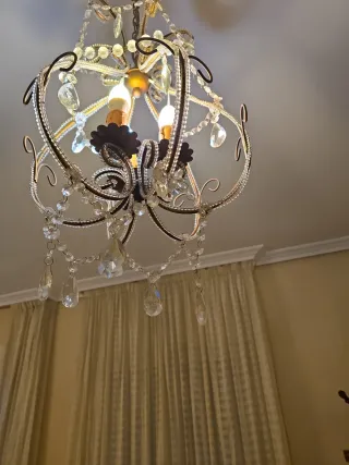 Lámpara de salón de cristal y metal