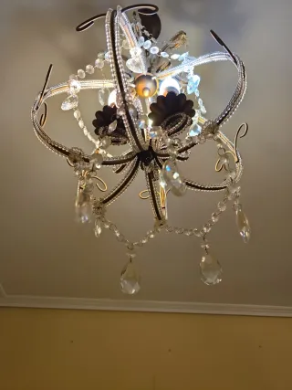 Lámpara de salón de cristal y metal