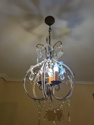 Lámpara de salón de cristal y metal