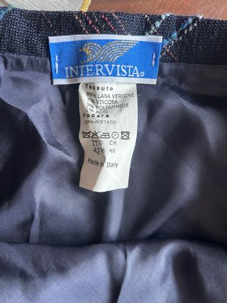 Gonna blu vintage a righe incrociate