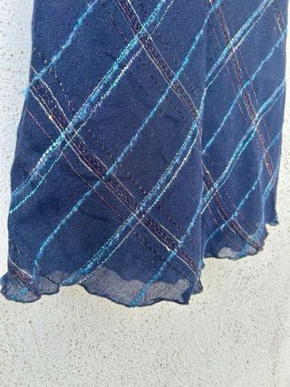 Gonna blu vintage a righe incrociate