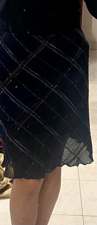 Gonna blu vintage a righe incrociate