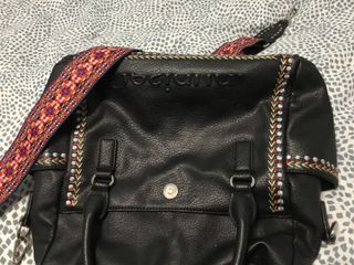 Bolso Desigual Piel Negro Correa Étnica
