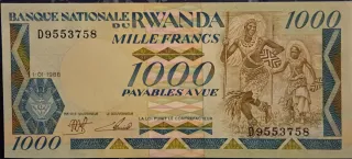 Billete Ruanda 1000 Francos 1988