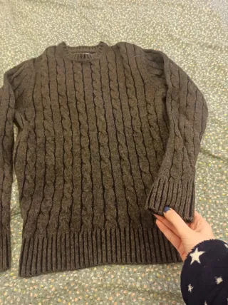 Jersey de punto trenzado gris-marron