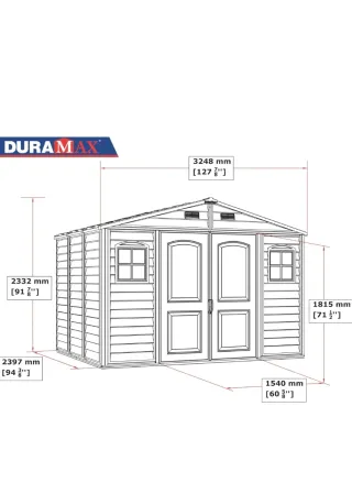 Caseta de jardín Duramax 10x8 con suelo. 8m2