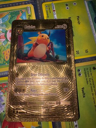 Carta Pokémon Raichu GX 130 HP Oro