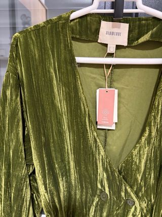 Kimono Slowlove verde terciopelo