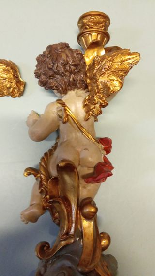 Candelabro Ángel Dorado y Rojo