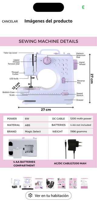 Máquina de coser pequeña Magic Select